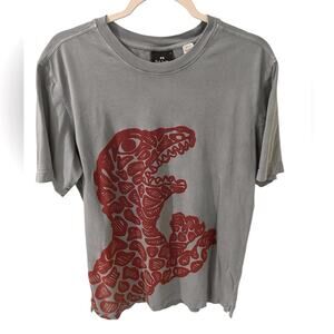 Paul Smith Men's T-shirt Abstract Rustic Red Dinosaur Blue RARE, M